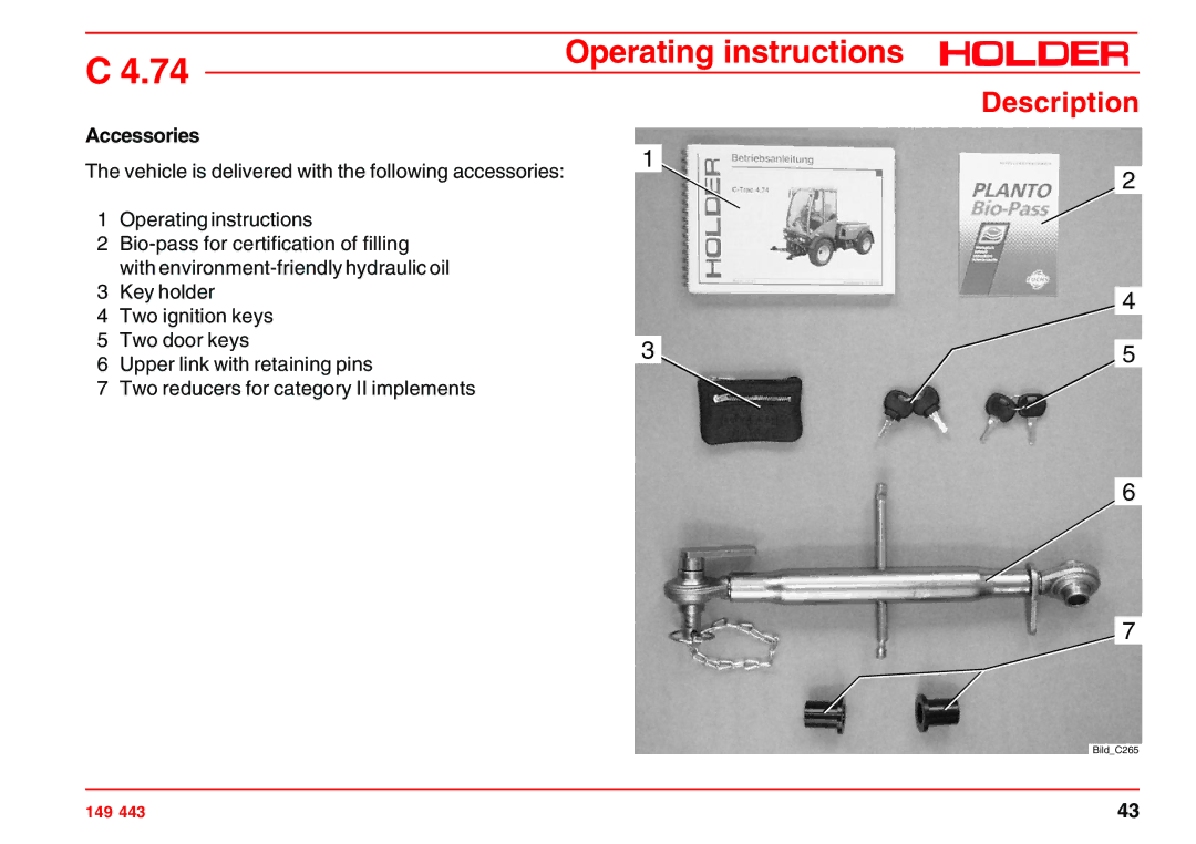 Holder 4.74 manual Accessories 