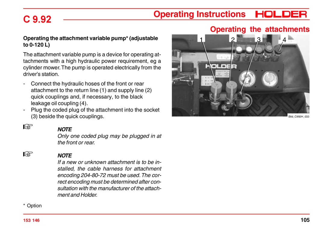 Holder C 9.92 H operating instructions 105 