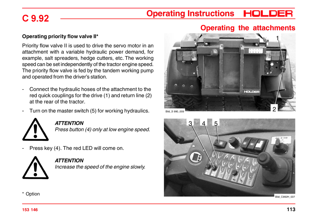 Holder C 9.92 H operating instructions 113 