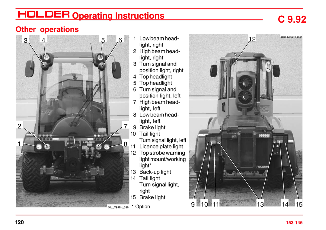 Holder C 9.92 H operating instructions 120 