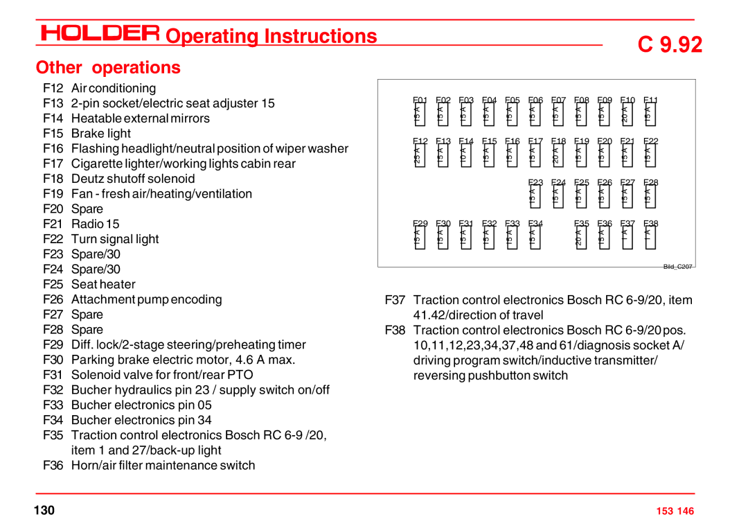 Holder C 9.92 H operating instructions 130 