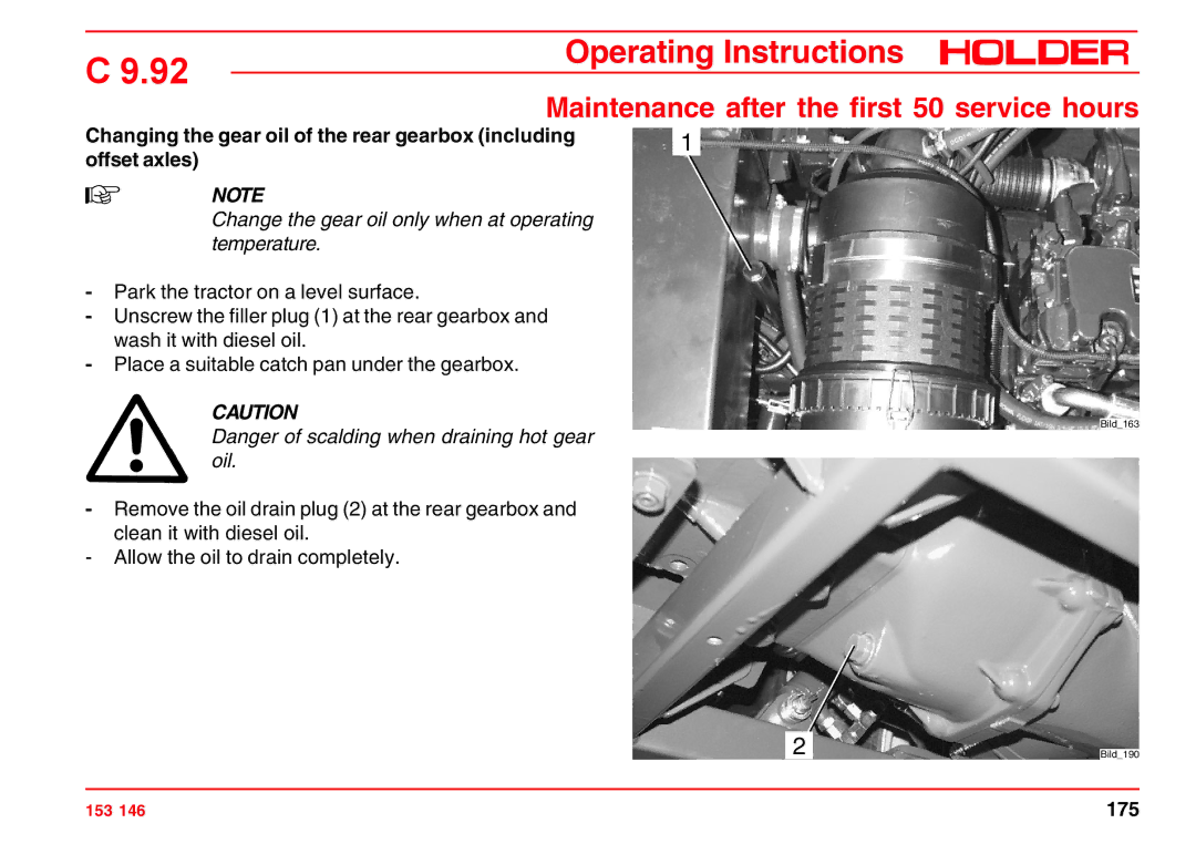 Holder C 9.92 H operating instructions 175 