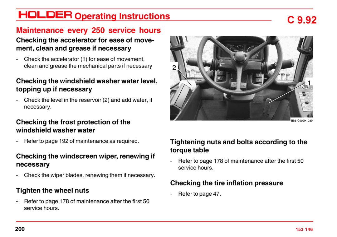 Holder C 9.92 H operating instructions Checking the windscreen wiper, renewing if necessary 