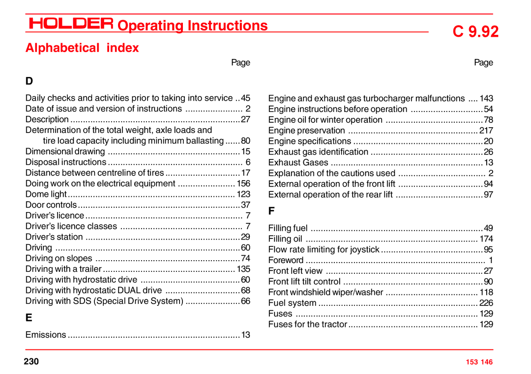 Holder C 9.92 H operating instructions 230 