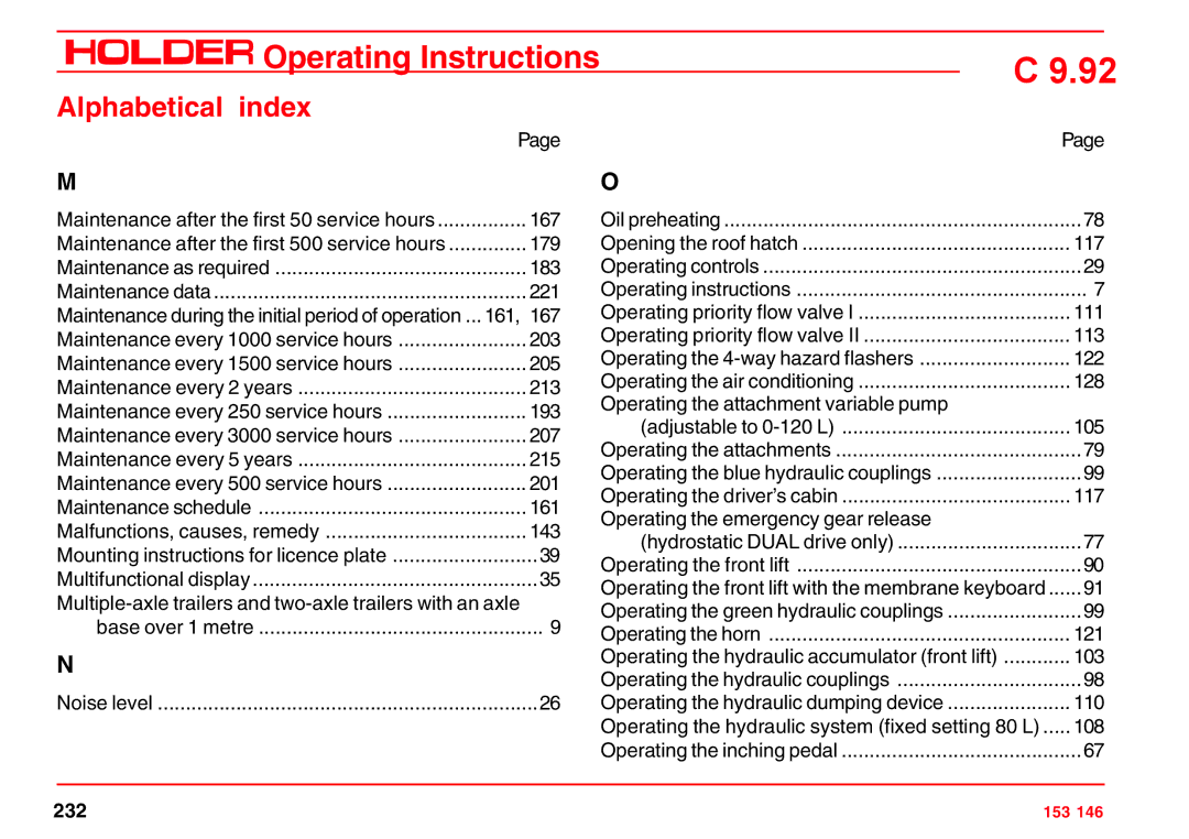 Holder C 9.92 H operating instructions 232 