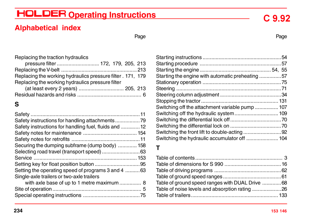 Holder C 9.92 H operating instructions 234 