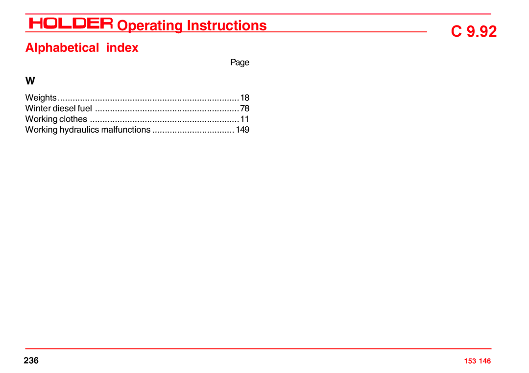 Holder C 9.92 H operating instructions 236 