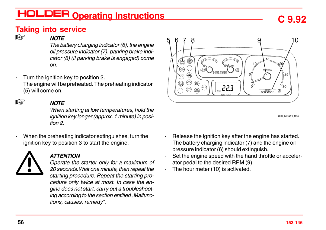 Holder C 9.92 H operating instructions BildC992H074 