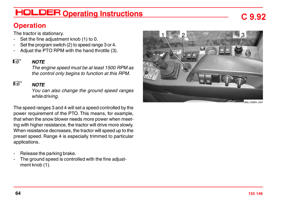 Holder C 9.92 H operating instructions BildC992H024 