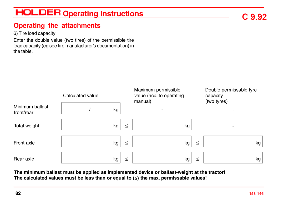 Holder C 9.92 H operating instructions Operating Instructions 