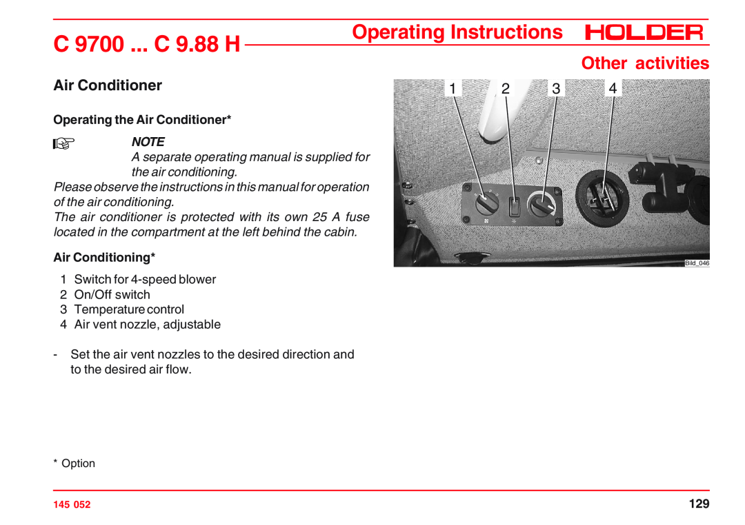 Holder A6 VM 55 EP Operating the Air Conditioner, A separate operating manual is supplied for, the air conditioning 