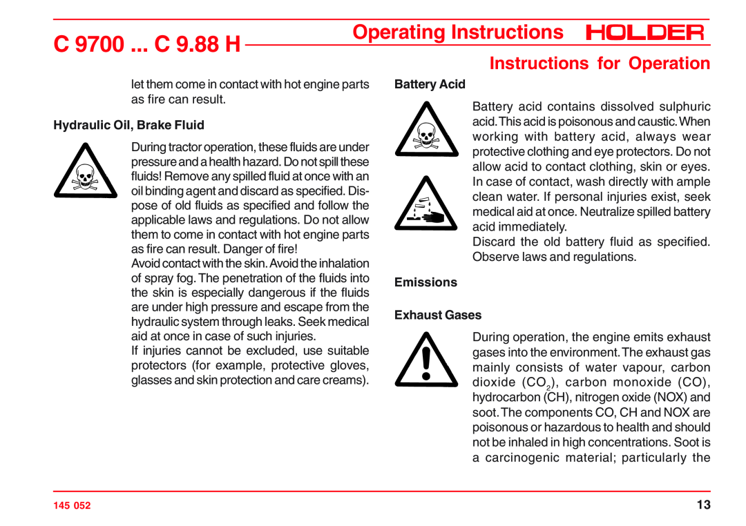 Holder C 9.83 H, VG 50 EP, C 9.72 H Hydraulic Oil, Brake Fluid, Battery Acid, Emissions Exhaust Gases, C 9700 ... C 9.88 H 