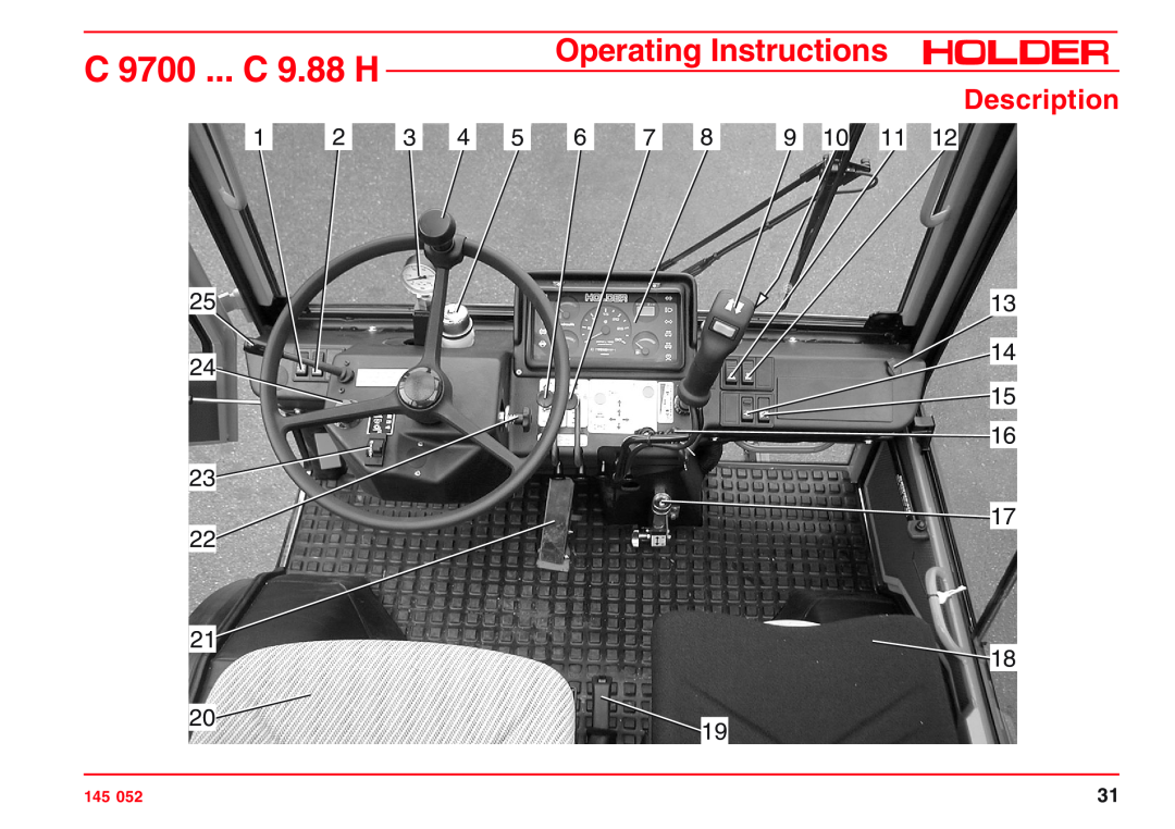 Holder A4 VG 40 EP, VG 50 EP, C 9.72 H, C 9.83 H, C 9800 H, C 9.78 H C 9700 ... C 9.88 H, Operating Instructions, Description 