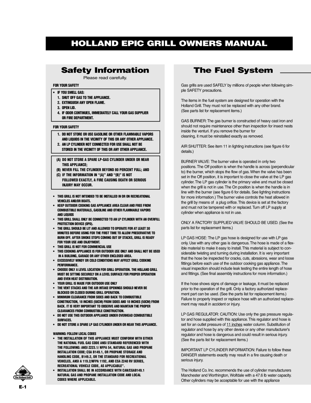 Holland BH421-AG4 manual Safety Information, Please read carefully 