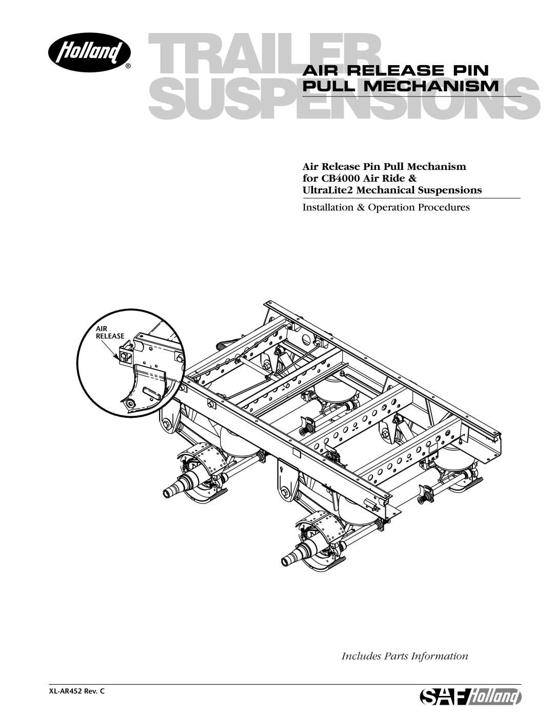 Holland XL-AR452 manual Includes Parts Information 