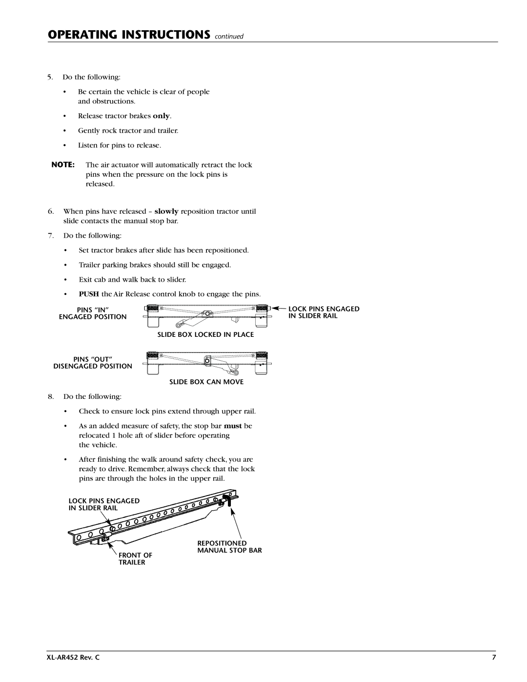 Holland XL-AR452 manual Operating Instructions 