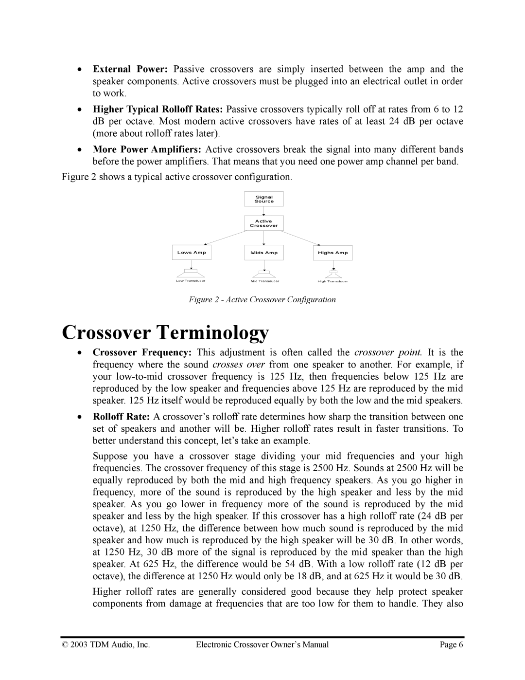 Hollywood 24CX-3, 24CX-4, 24CX-2 owner manual Crossover Terminology, Shows a typical active crossover configuration 