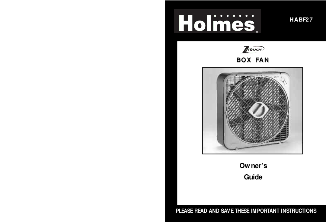 Holmes HABF27 warranty Owner’s Guide 