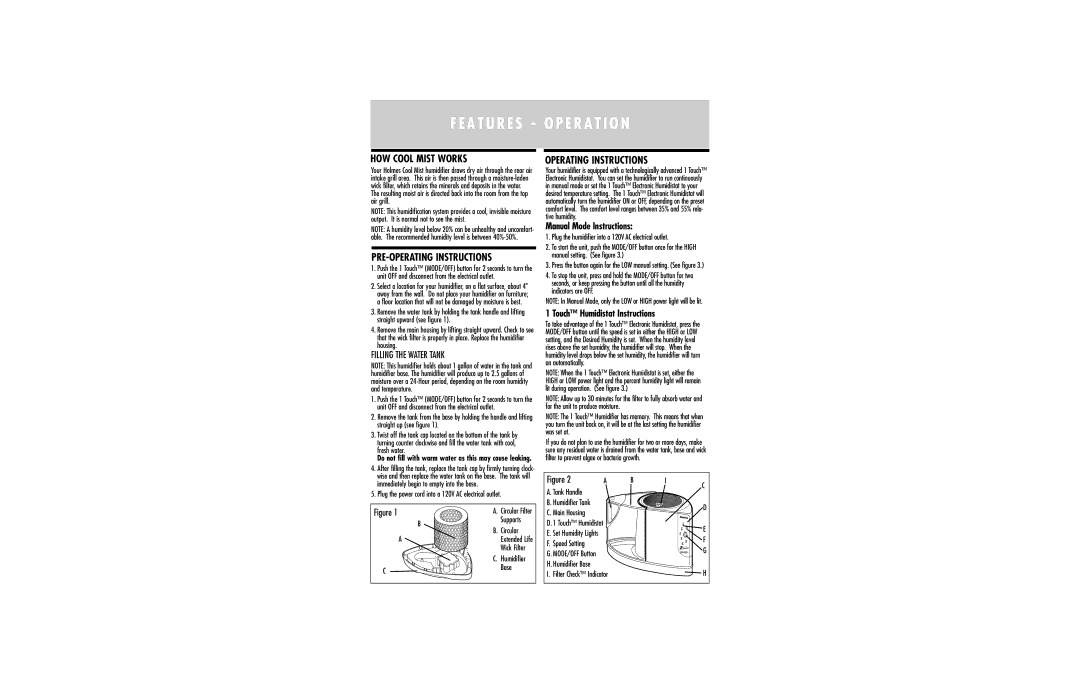 Holmes HM1295 operating instructions HOW Cool Mist Works, PRE-OPERATING Instructions, Operating Instructions, Tank Handle 