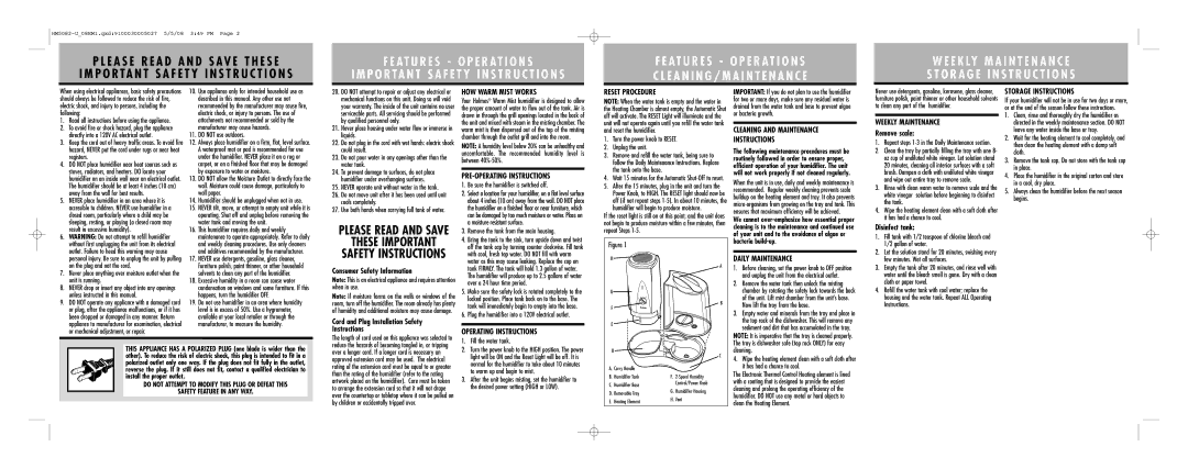 Holmes HM5082 HOW Warm Mist Works, PRE-OPERATING Instructions, Reset Procedure, Cleaning and Maintenance Instructions 