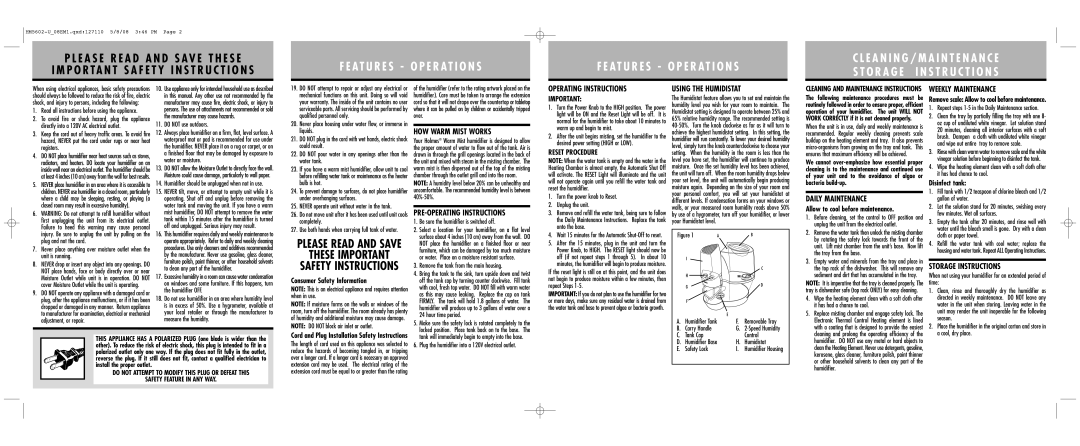 Holmes HM5602 warranty HOW Warm Mist Works, PRE-OPERATING Instructions, Operating Instructions, Using the Humidistat 