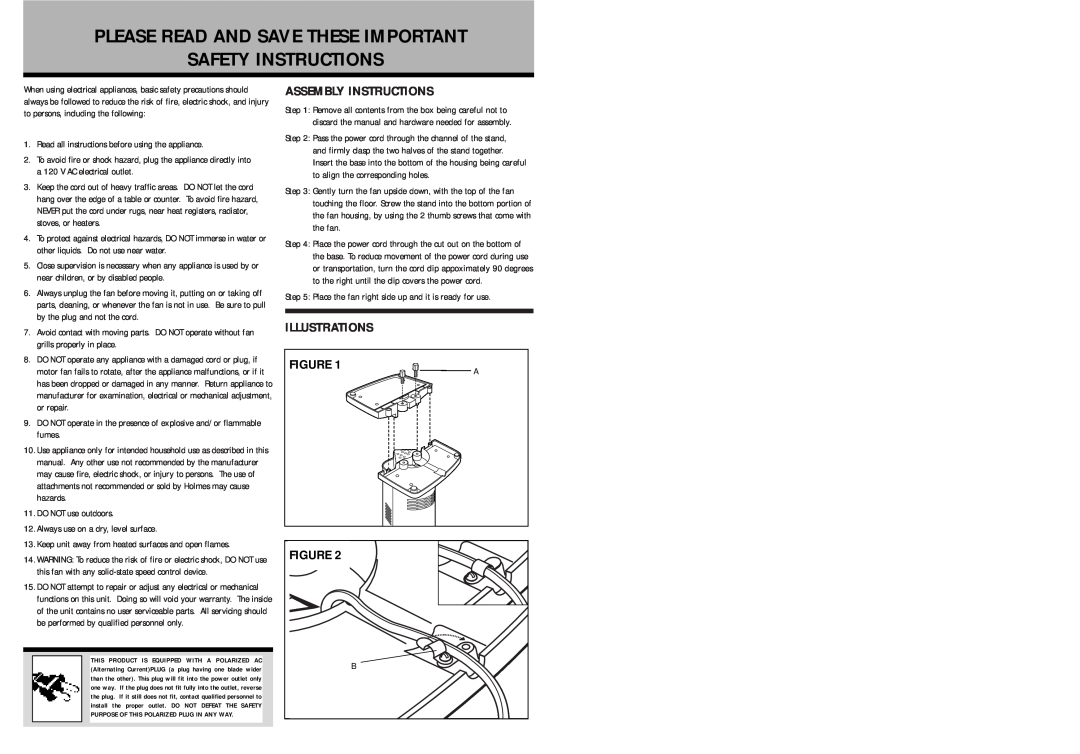Holmes HT30 warranty Assembly Instructions, Illustrations, DO NOT use outdoors, Always use on a dry, level surface 