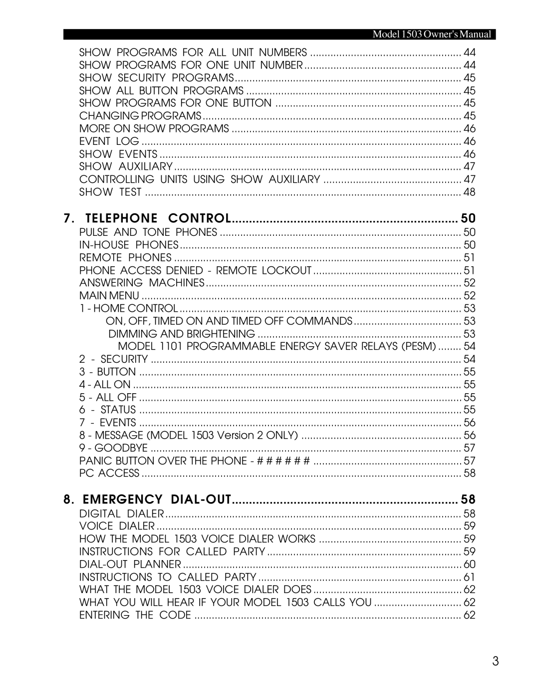 Home Automation 1503 owner manual ALL OFF Status Events, Goodbye Panic Button Over the Phone # # # # # # PC Access 