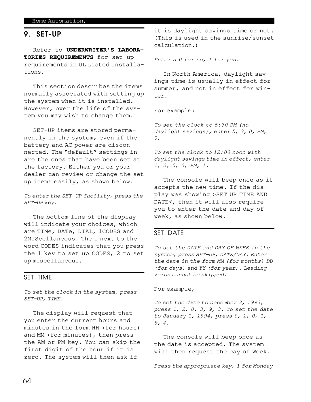 Home Automation 1503 owner manual SET Time, SET Date 