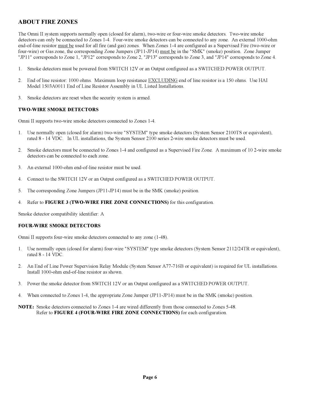 Home Automation 20A00-1 installation manual About Fire Zones, TWO-WIRE Smoke Detectors 