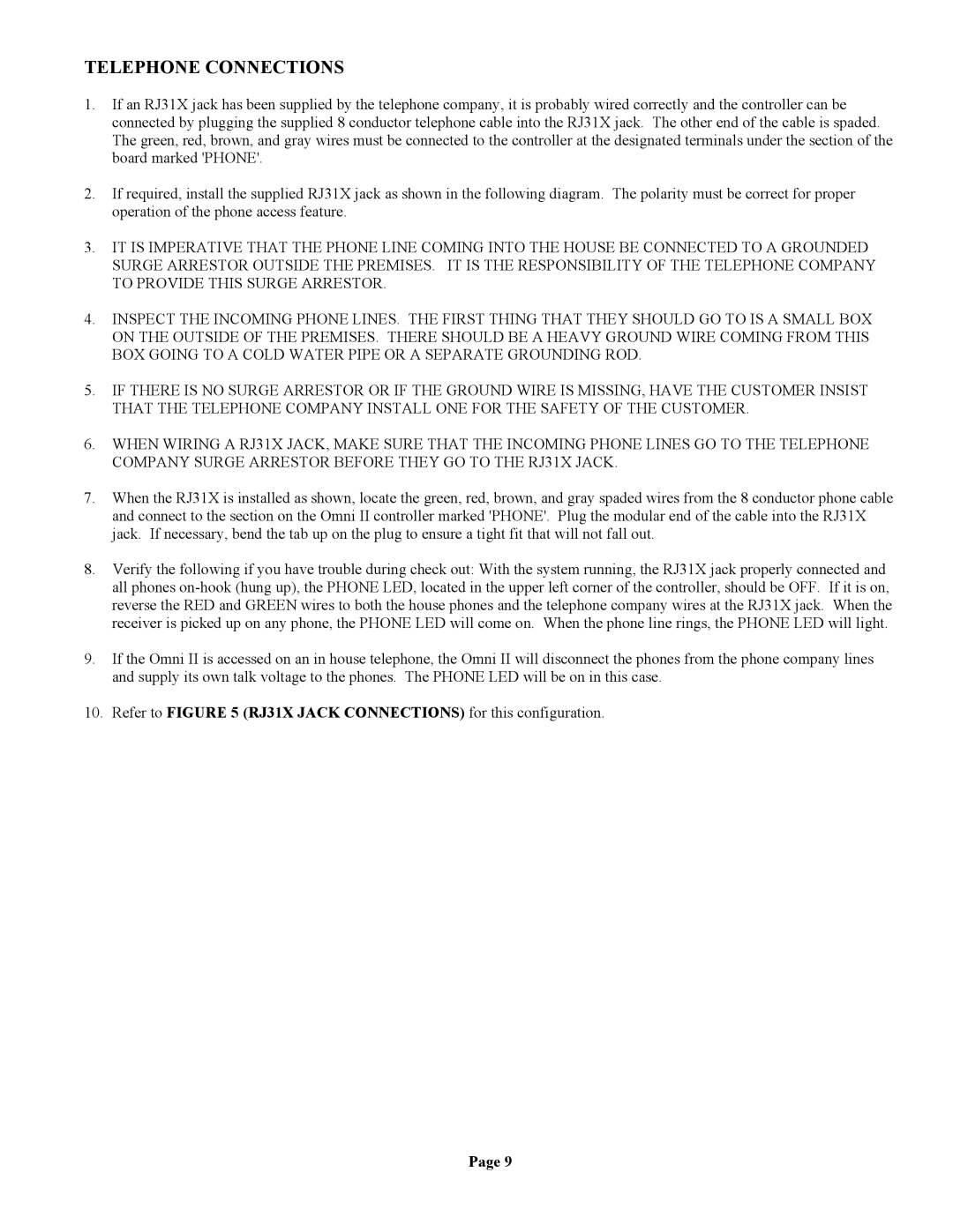 Home Automation 20A00-1 installation manual Telephone Connections, Refer to RJ31X Jack Connections for this configuration 