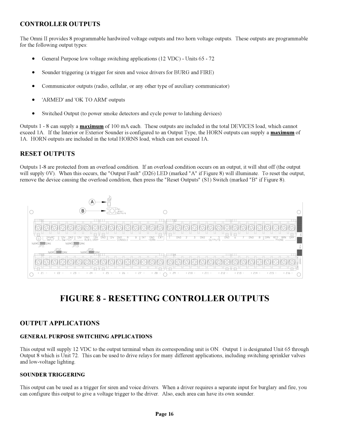 Home Automation 20A00-1 installation manual Controller Outputs, Reset Outputs, Output Applications 