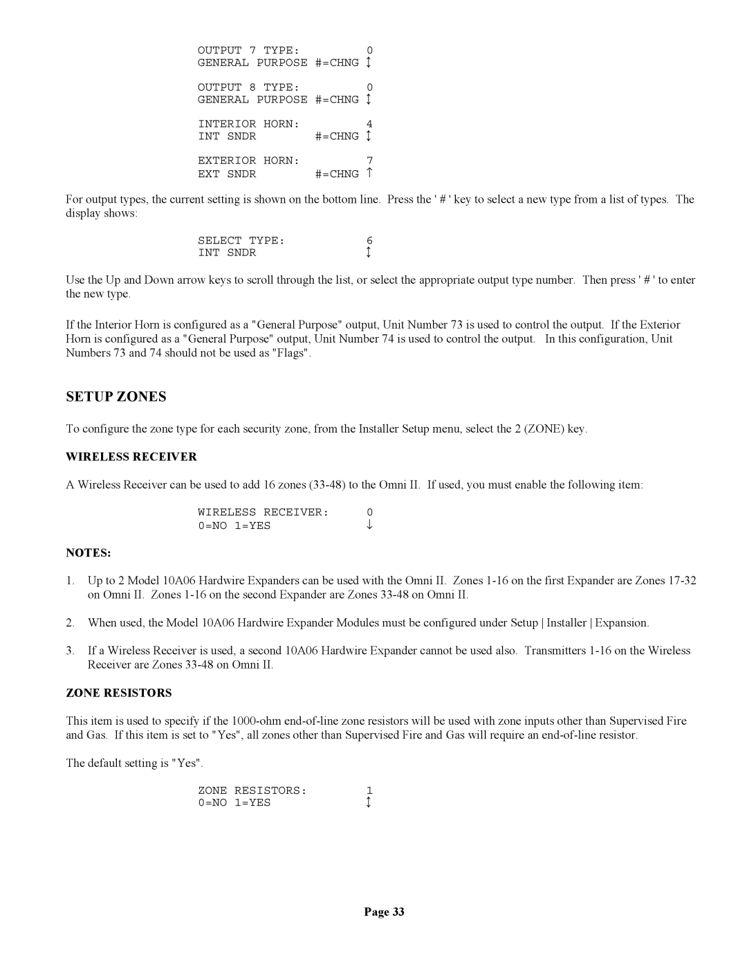 Home Automation 20A00-1 installation manual Setup Zones, Wireless Receiver, Zone Resistors 