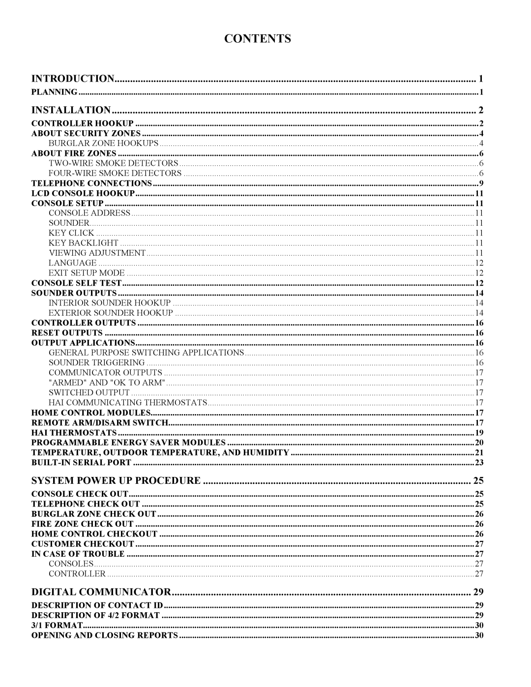 Home Automation 20A00-1 installation manual Contents 