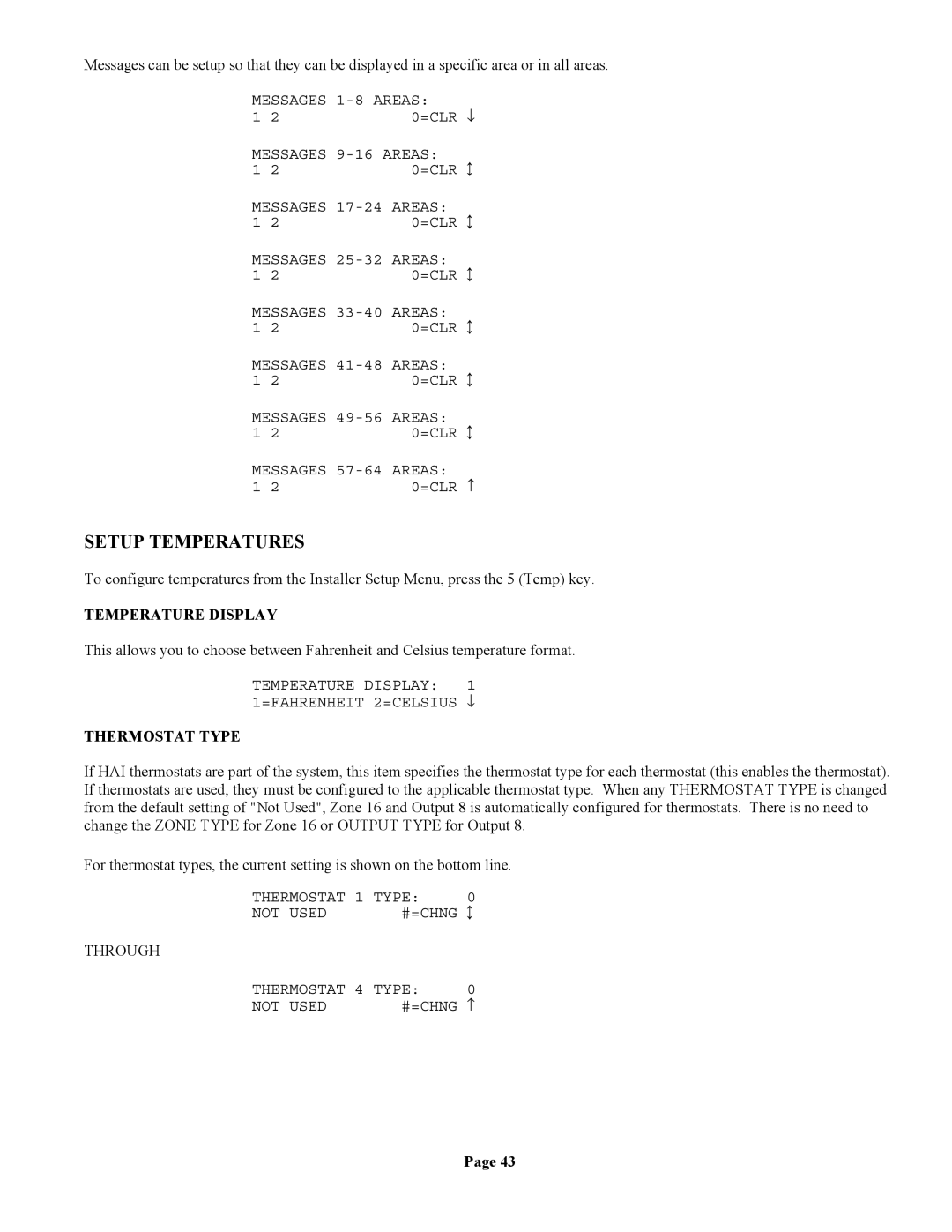 Home Automation 20A00-1 installation manual Setup Temperatures, Temperature Display, Thermostat Type 