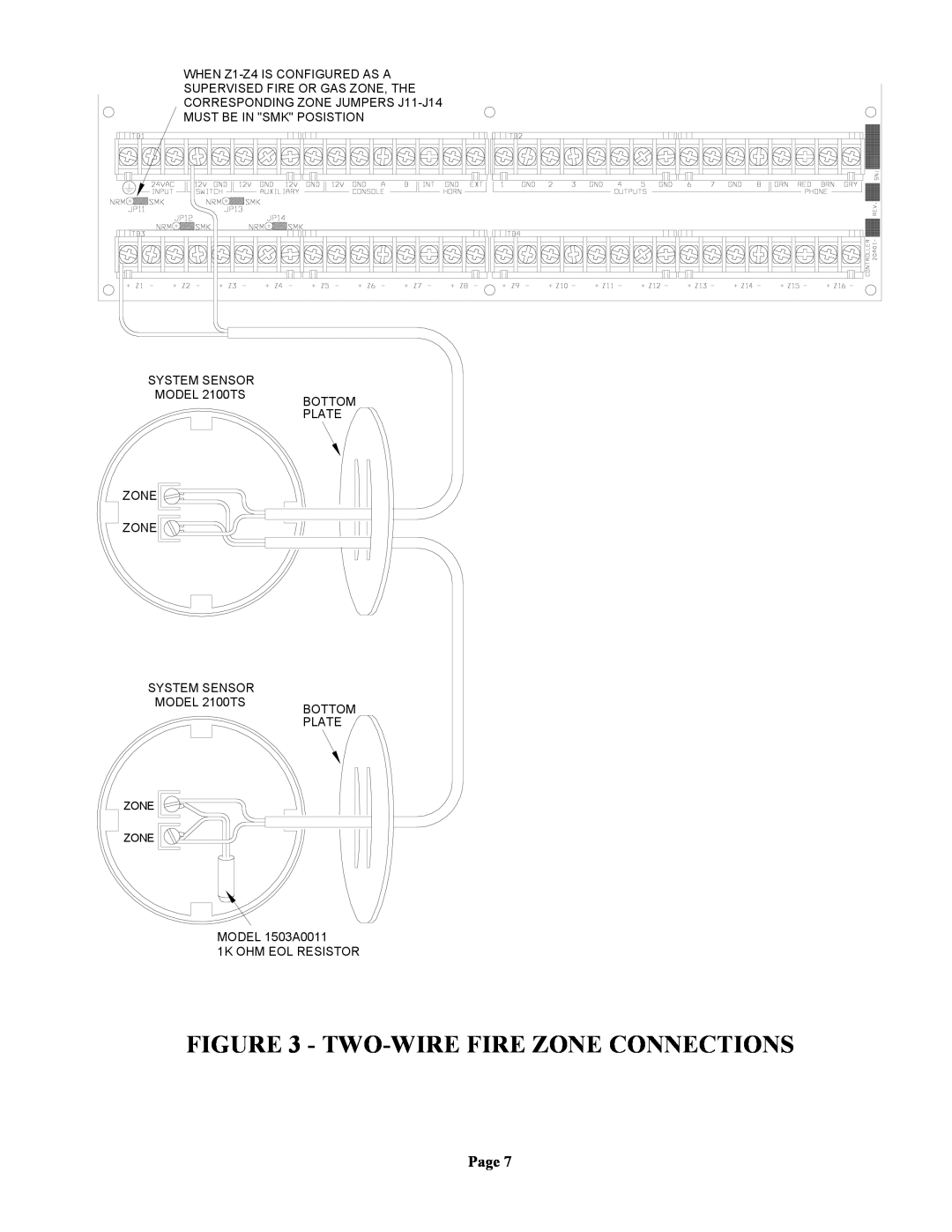 Home Automation 20A00-1 installation manual Two-Wirefire Zone Connections, Page, SYSTEM SENSOR MODEL 2100TS ZONE ZONE 