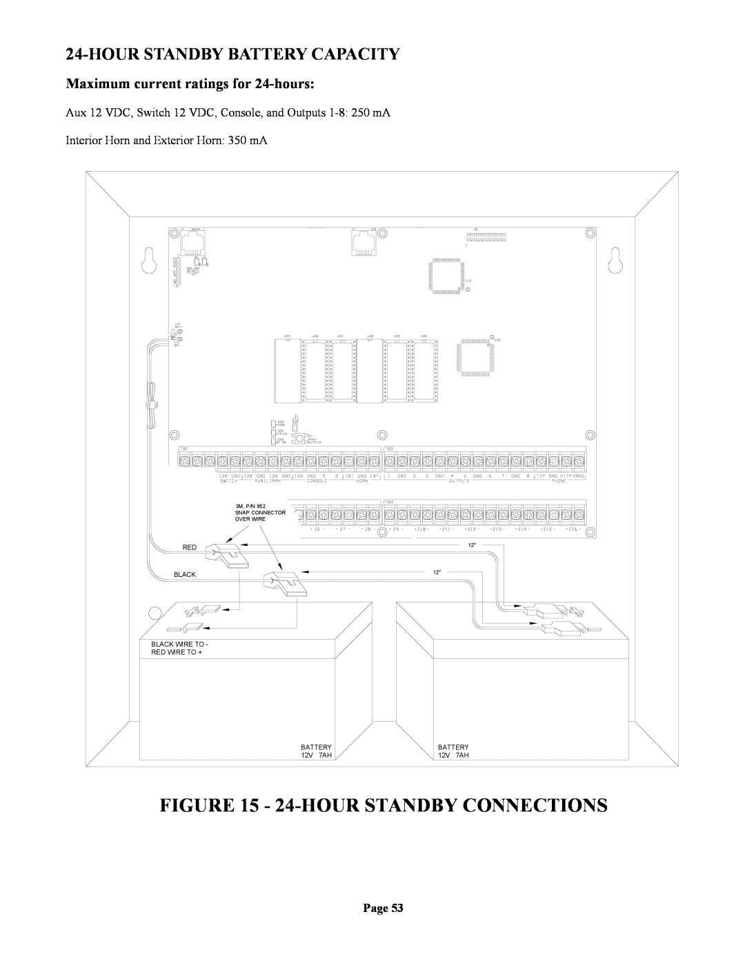 Home Automation 20A00-1 installation manual 24-HOURSTANDBY CONNECTIONS, Hourstandby Battery Capacity, Page 