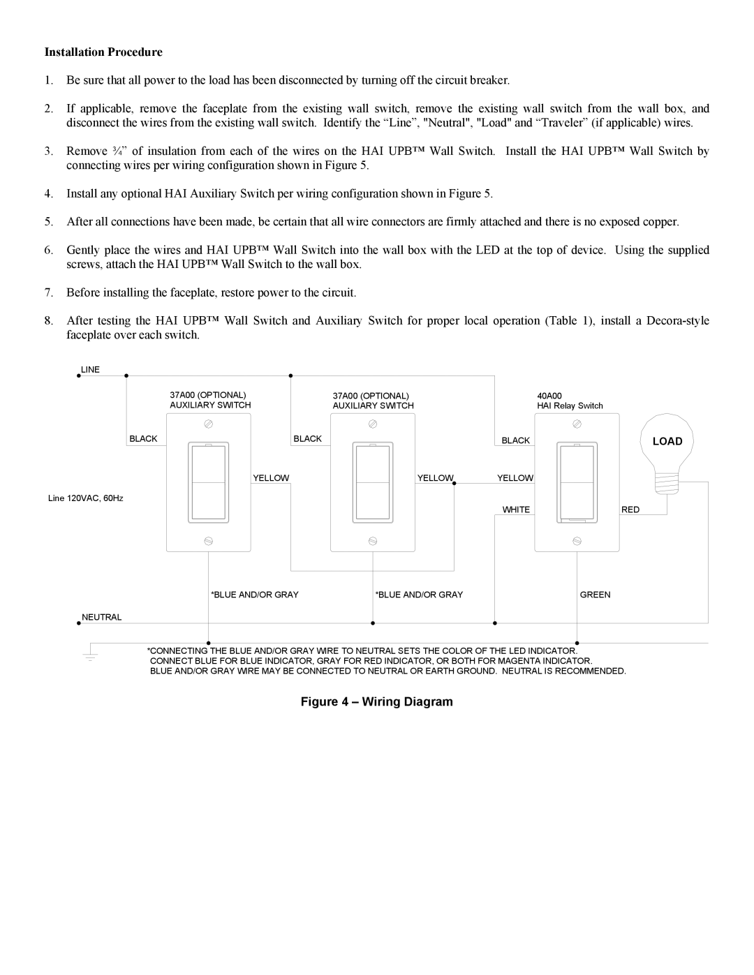 Home Automation 40A00-1, 37A00-1 manual Installation Procedure, Load 