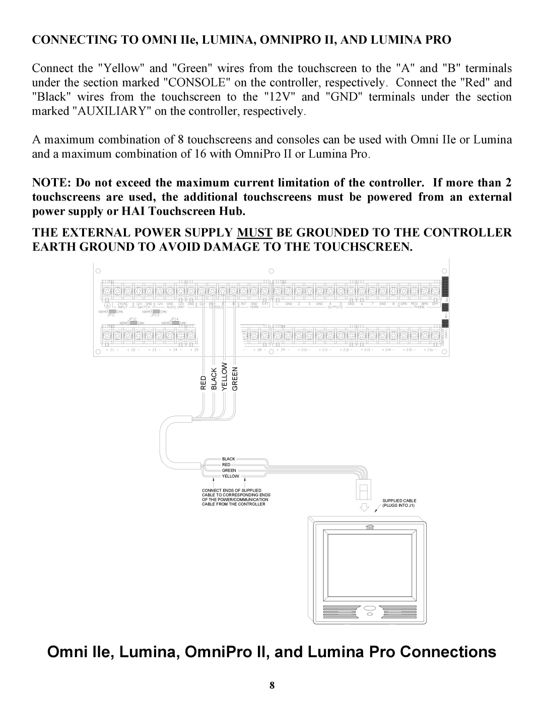 Home Automation 53A00-1 Connecting to Omni IIe, LUMINA, Omnipro II, and Lumina PRO, RED Black Yellow Green 