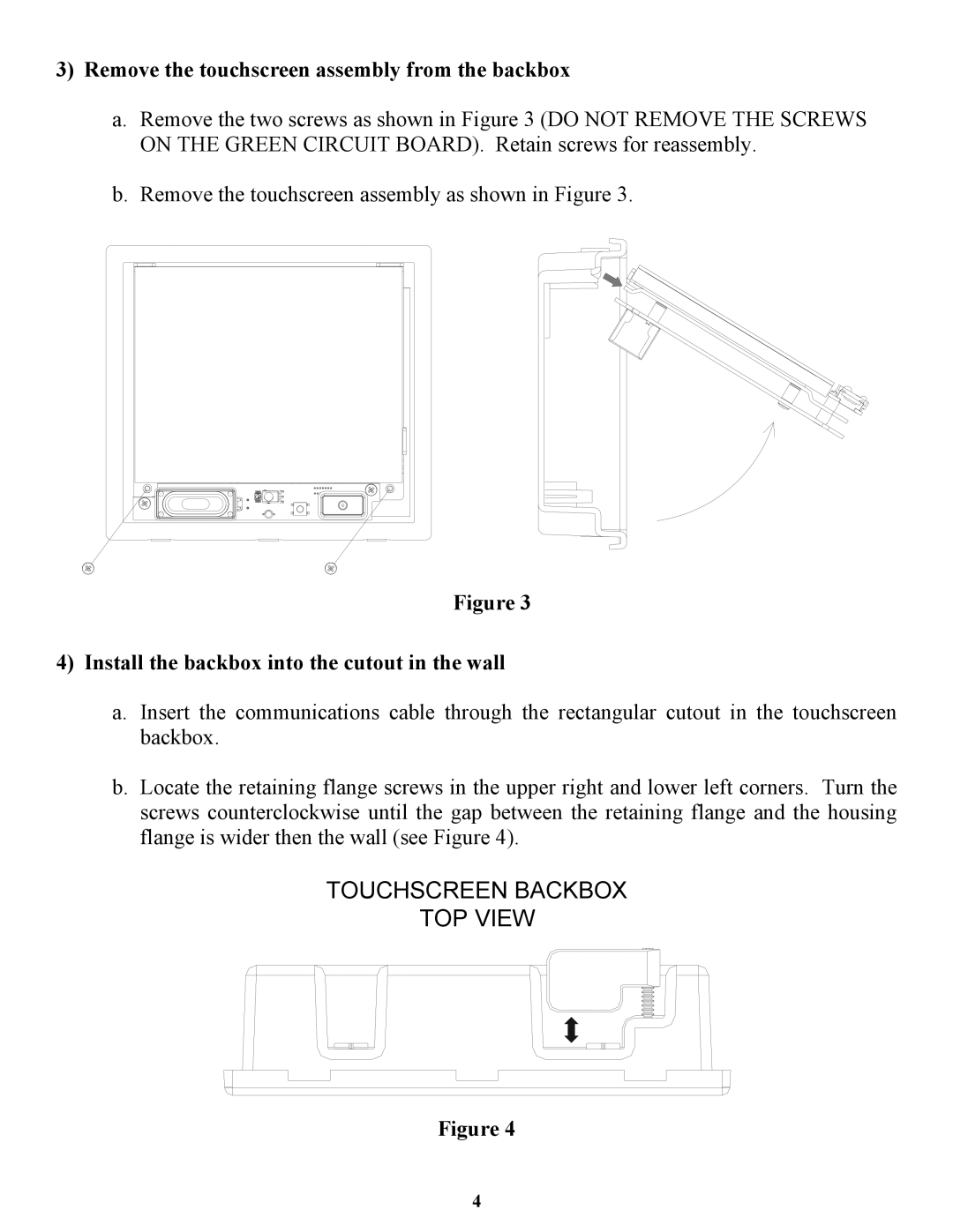 Home Automation 53A00-1 Remove the touchscreen assembly from the backbox, Install the backbox into the cutout in the wall 