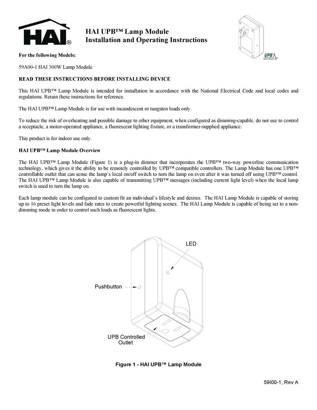 Home Automation 59A00-1 manual For the following Models, Read These Instructions Before Installing Device 