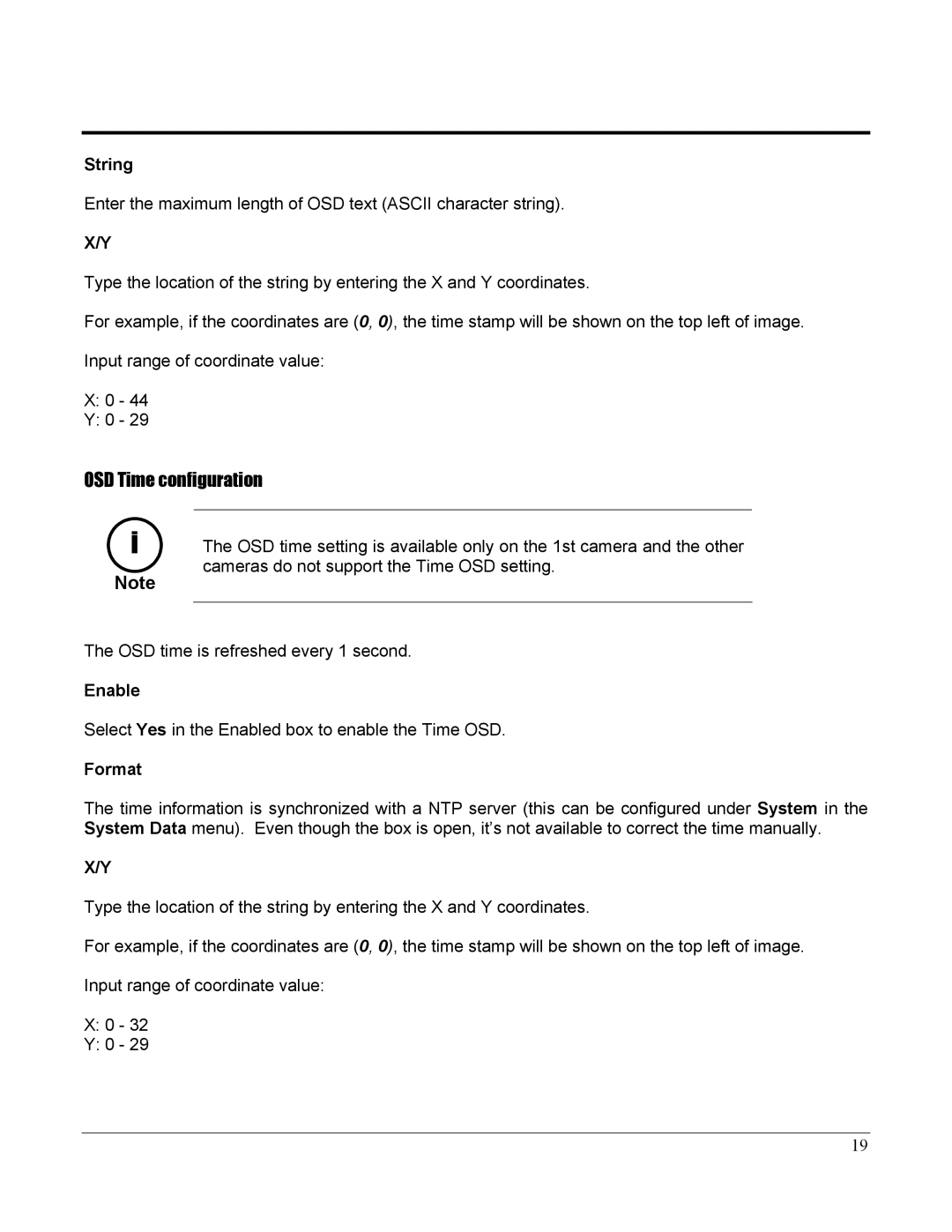 Home Automation 87A00-1 manual OSD Time configuration, String, Format 