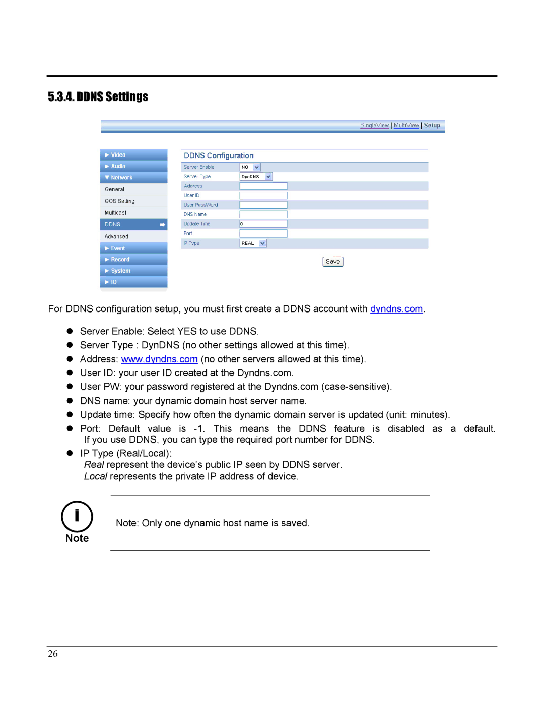 Home Automation 87A00-1 manual Ddns Settings 