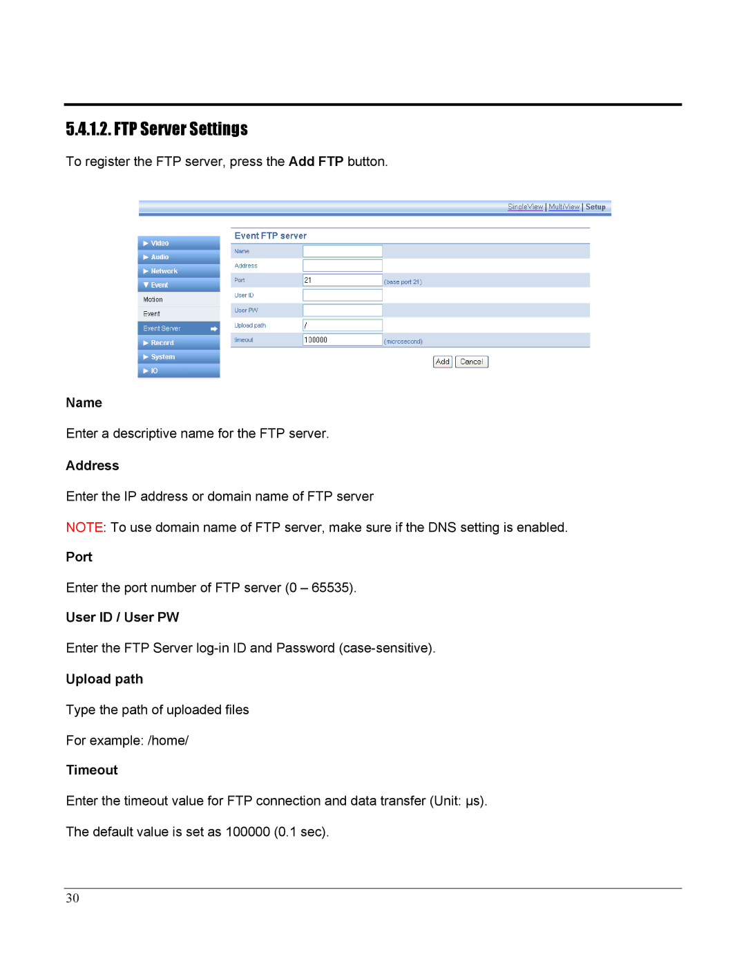 Home Automation 87A00-1 manual FTP Server Settings 