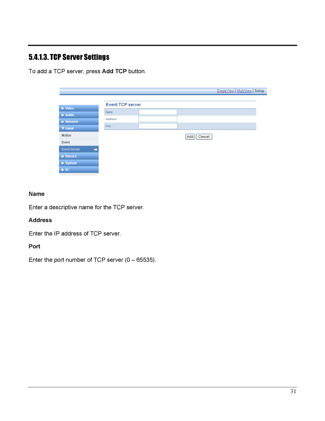 Home Automation 87A00-1 manual TCP Server Settings 