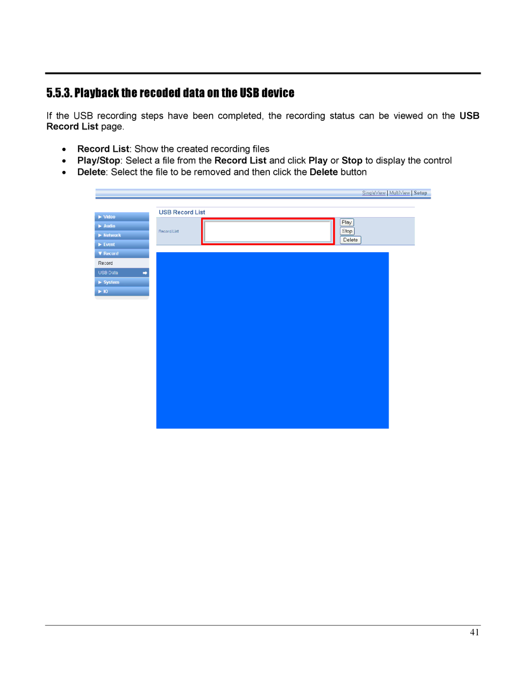 Home Automation 87A00-1 manual Playback the recoded data on the USB device 