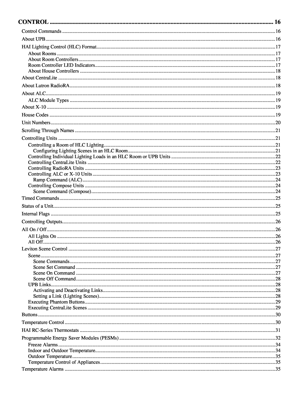 Home Automation OmniPro II owner manual Control 