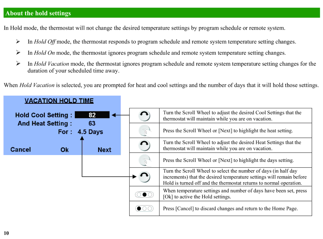 Home Automation RC-1000, RC-2000 manual About the hold settings 