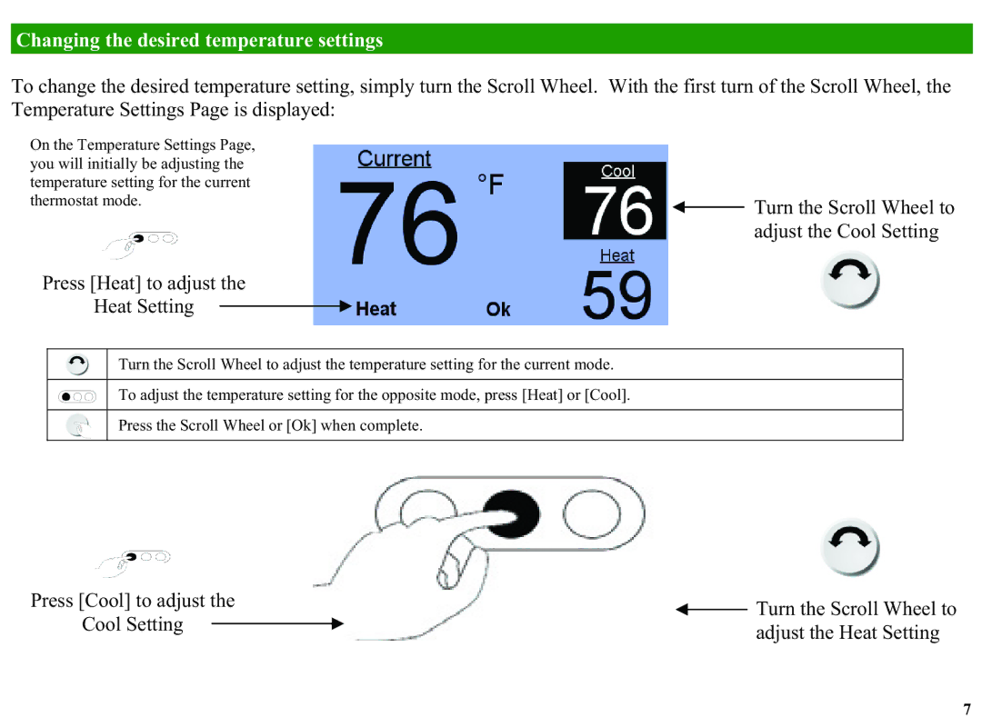 Home Automation RC-2000, RC-1000 manual Changing the desired temperature settings 