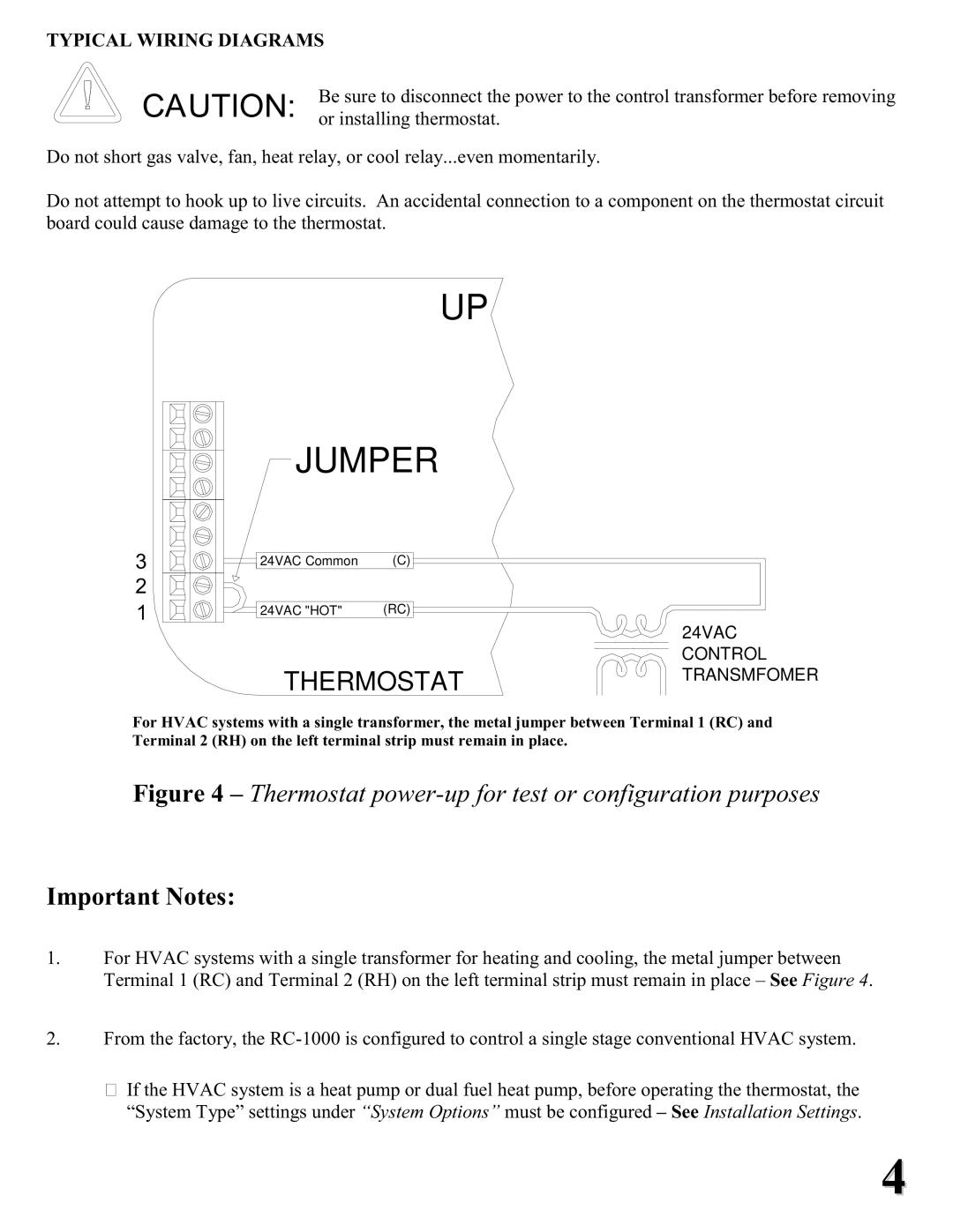 Home Automation RC-1000 installation instructions Jumper, Typical Wiring Diagrams 