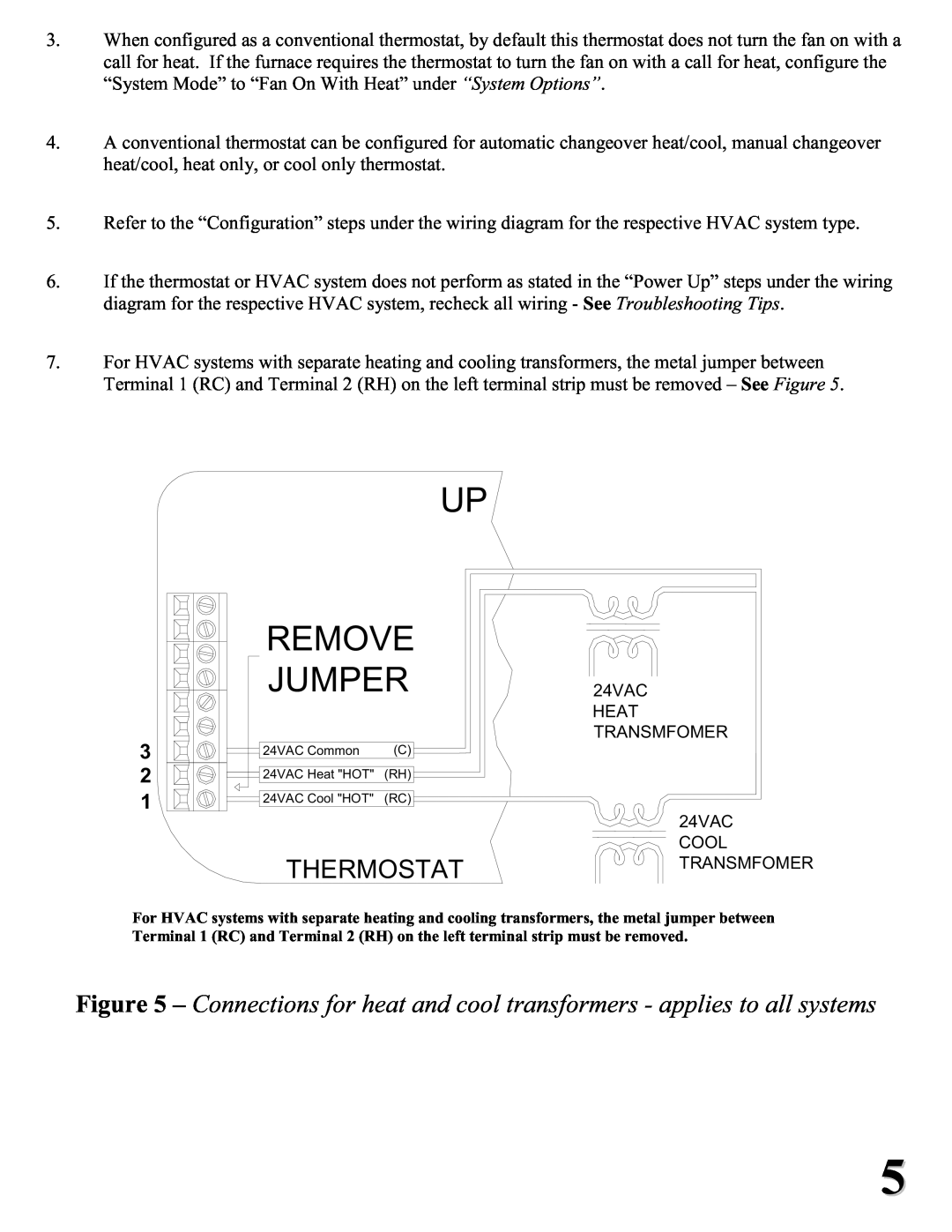 Home Automation RC-1000 installation instructions Remove, Jumper, Thermostat, 24VAC, Heat, Transmfomer, Cool 